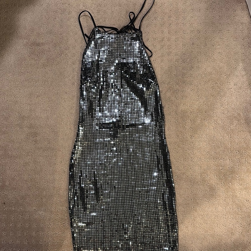 Sequin lace up dress